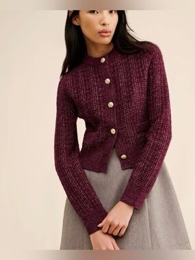 French Connection Metallic Tweed Knit Cardigan NWT!